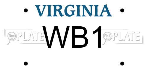 WB1 Virginia License Plate