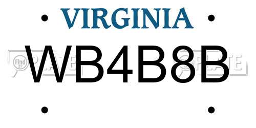 WB4B8B Virginia License Plate