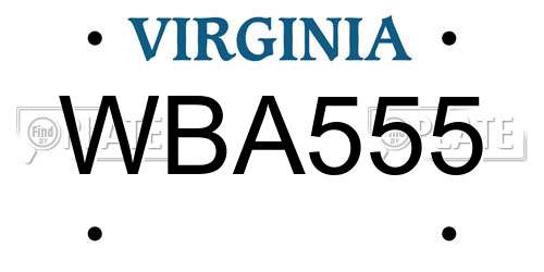 WBA555 Virginia License Plate