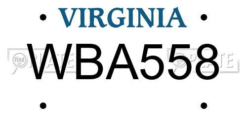 WBA558 Virginia License Plate