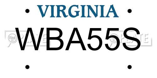 WBA55S Virginia License Plate