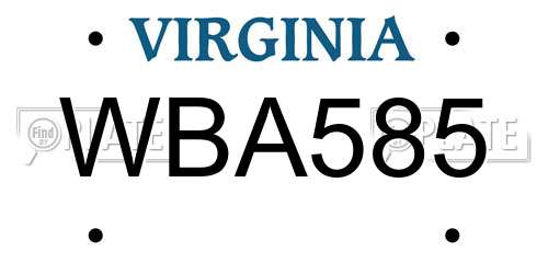 WBA585 Virginia License Plate