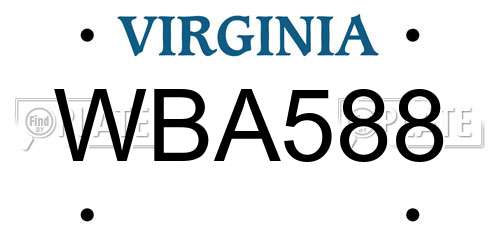 WBA588 Virginia License Plate