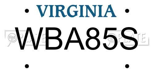 WBA85S Virginia License Plate