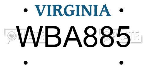 WBA885 Virginia License Plate