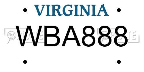 WBA888 Virginia License Plate