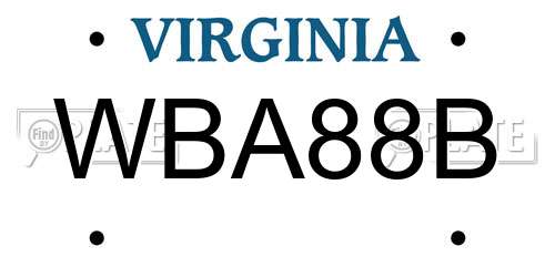WBA88B Virginia License Plate