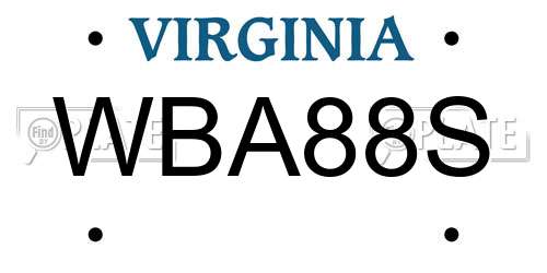 WBA88S Virginia License Plate