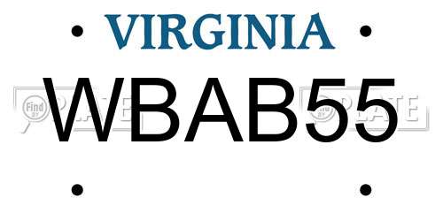 WBAB55 Virginia License Plate