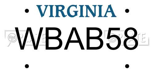 WBAB58 Virginia License Plate