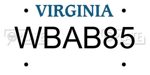 WBAB85 Virginia License Plate