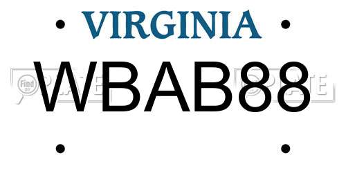 WBAB88 Virginia License Plate