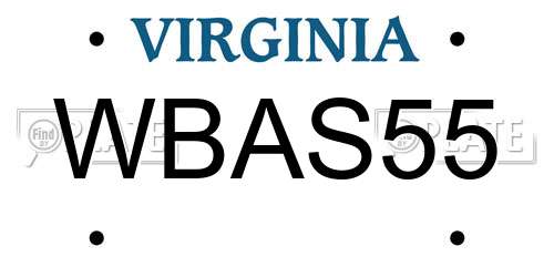 WBAS55 Virginia License Plate
