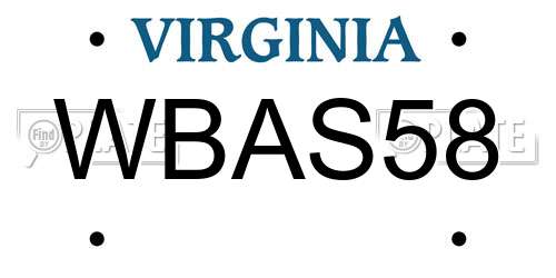 WBAS58 Virginia License Plate