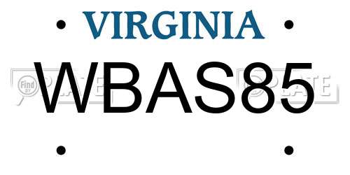 WBAS85 Virginia License Plate