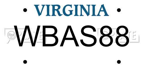 WBAS88 Virginia License Plate