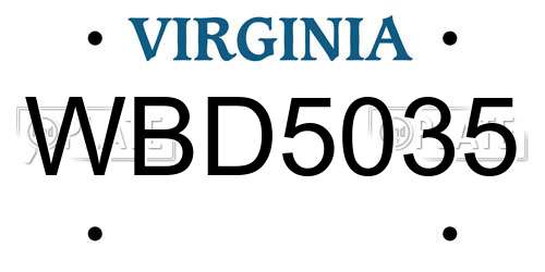 WBD5035 Virginia License Plate