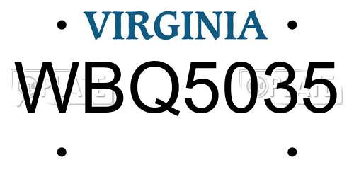 WBQ5035 Virginia License Plate
