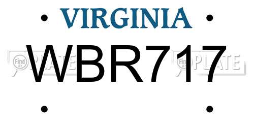 WBR717 Virginia License Plate