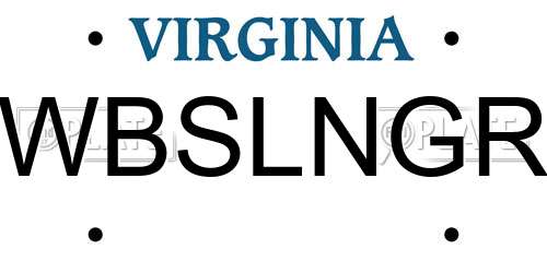 WBSLNGR Virginia License Plate