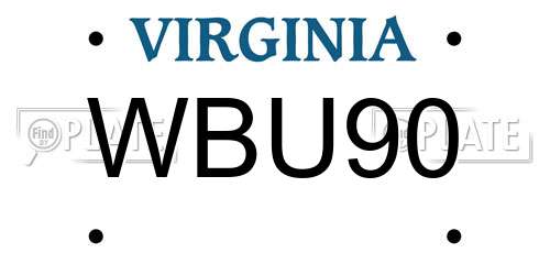 WBU90 Virginia License Plate