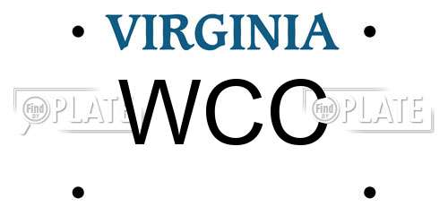 WCC Virginia License Plate