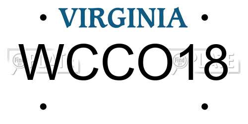 WCCO18 Virginia License Plate