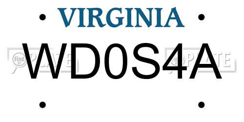 WD0S4A Virginia License Plate