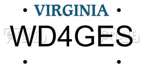 WD4GES Virginia License Plate