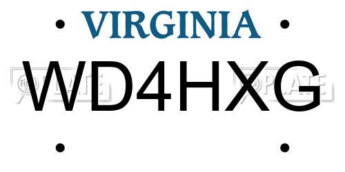 WD4HXG Virginia License Plate