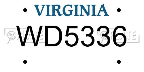 WD5336 Virginia License Plate