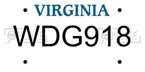 WDG918 Virginia License Plate