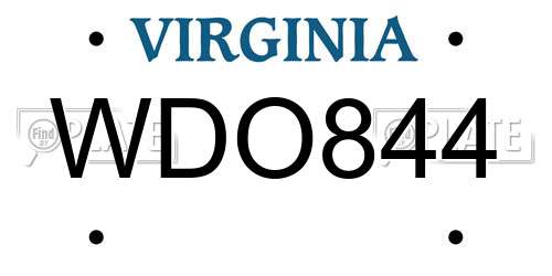 WDO844 Virginia License Plate