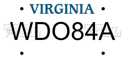 WDO84A Virginia License Plate