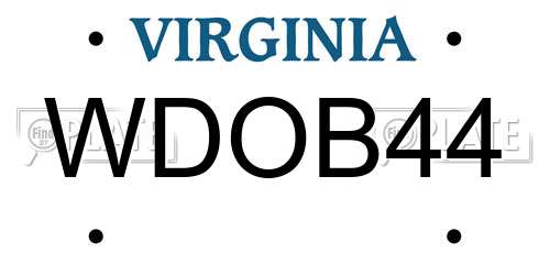 WDOB44 Virginia License Plate