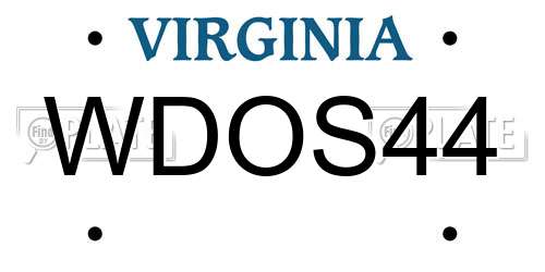 WDOS44 Virginia License Plate