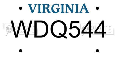 WDQ544 Virginia License Plate
