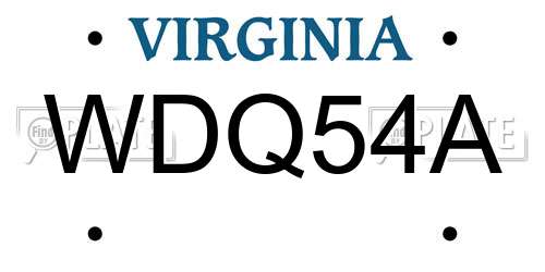 WDQ54A Virginia License Plate