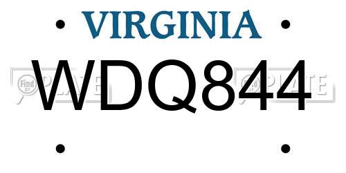 WDQ844 Virginia License Plate