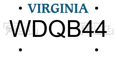 WDQB44 Virginia License Plate