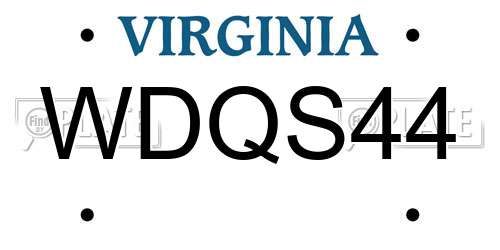 WDQS44 Virginia License Plate
