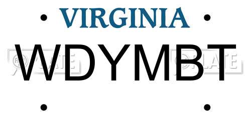 WDYMBT Virginia License Plate