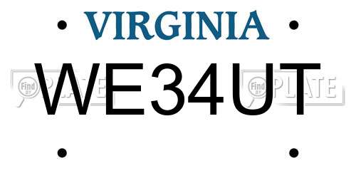 WE34UT Virginia License Plate