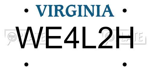 WE4L2H Virginia License Plate