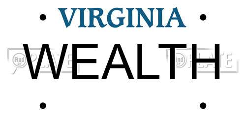 WEALTH Virginia License Plate