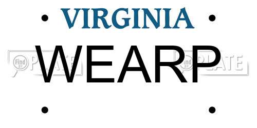 WEARP Virginia License Plate