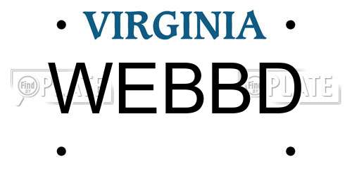 WEBBD Virginia License Plate