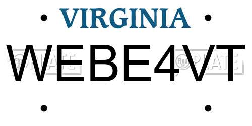 WEBE4VT Virginia License Plate