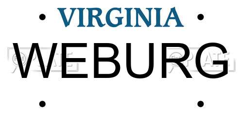 WEBURG Virginia License Plate