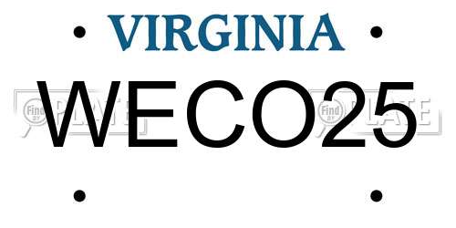 WECO25 Virginia License Plate